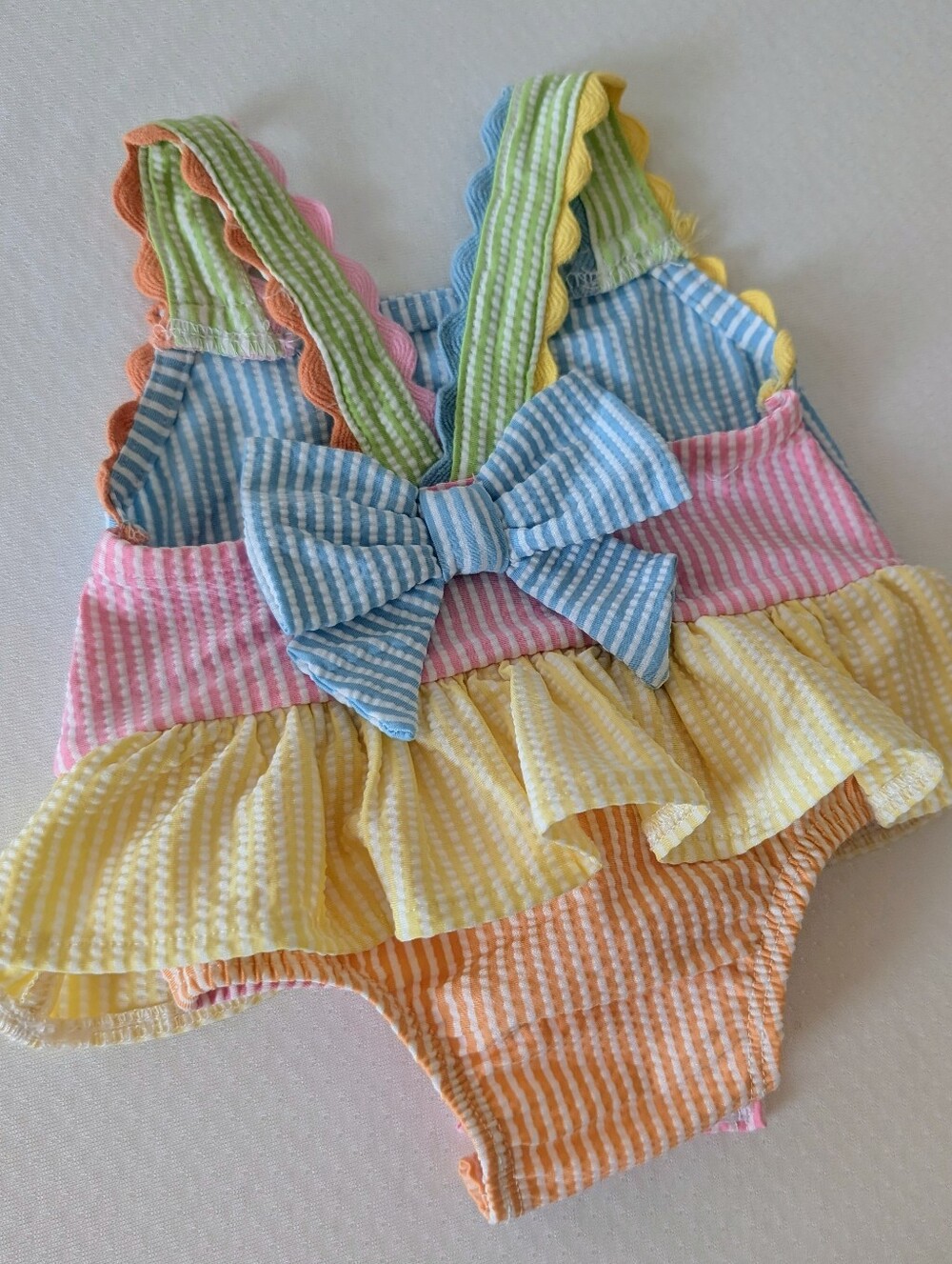Mud Pie Girls Seersucker Ric Rac Swimsuit 3-6M